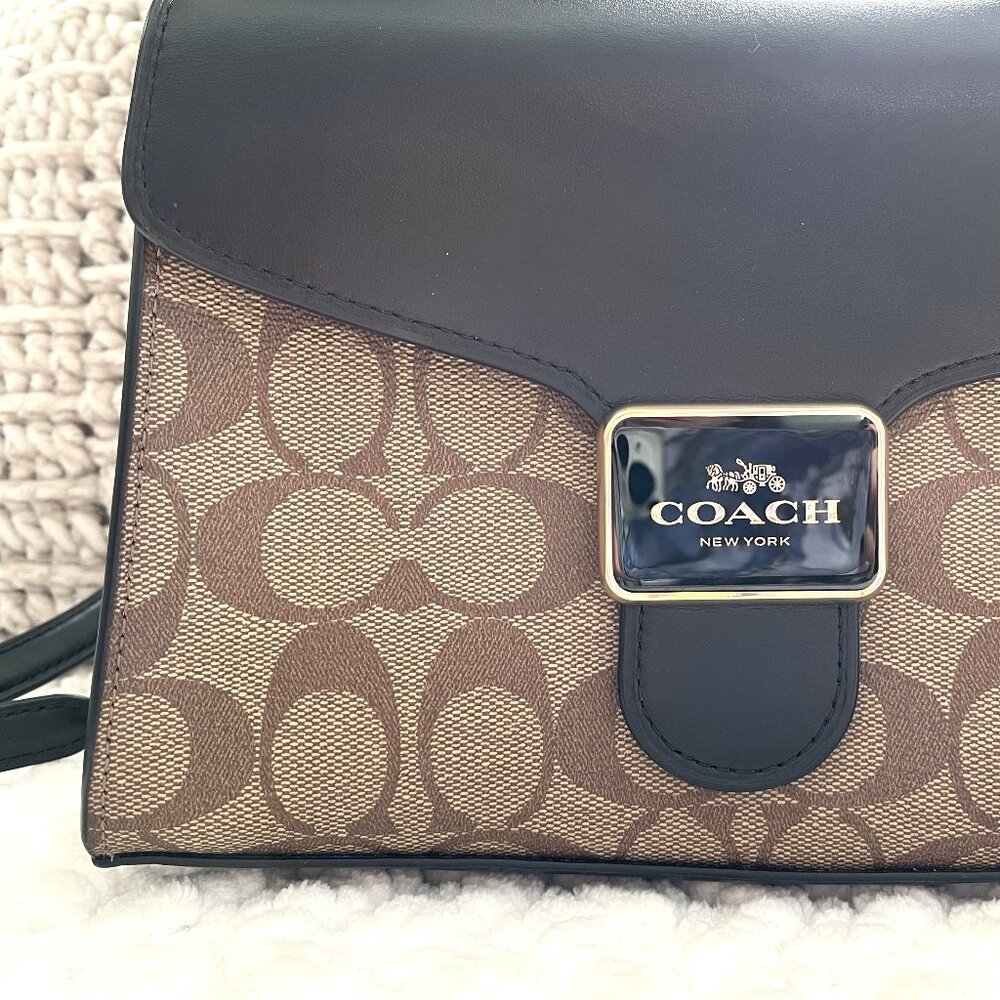 Coach Pepper Satchel in Signature Canvas (Black/Brown) No. C1325 - Picture 3 of 16